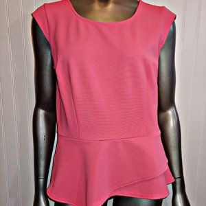Ann Taylor Peplum Crew Neck Sleeveless Coral - M